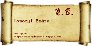 Mosonyi Beáta névjegykártya